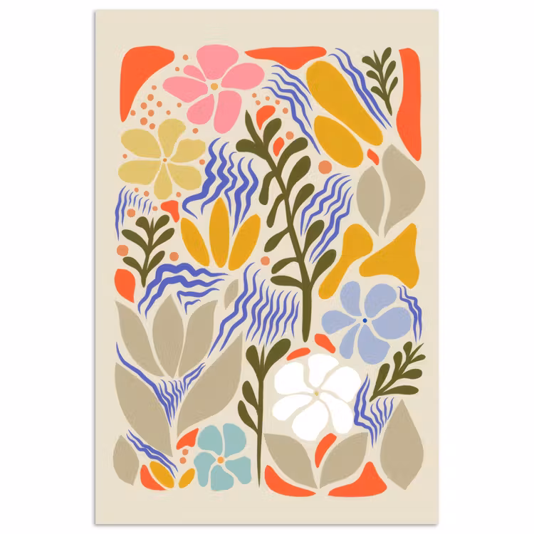 Abstract - Bloemen - Bladeren poster papier klein -3d