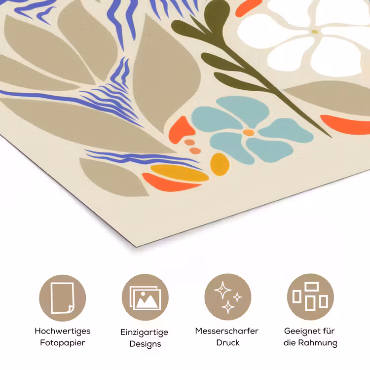 Abstract - Bloemen - Bladeren poster papier klein -tcloseup_DE