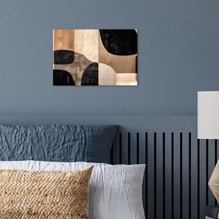 Abstract - Vlakken - Zwart - Rond poster papier klein -sfeer2