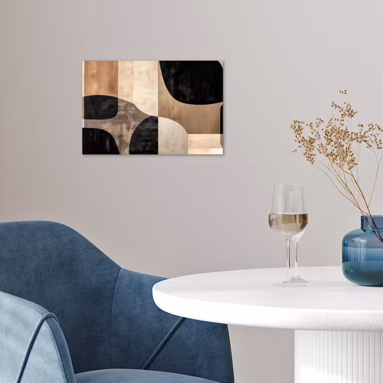 Abstract - Vlakken - Zwart - Rond poster papier klein -sfeer3