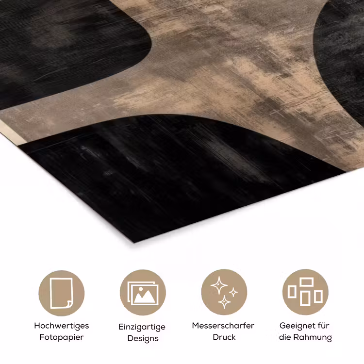 Abstract - Vlakken - Zwart - Rond poster papier klein -tcloseup_DE