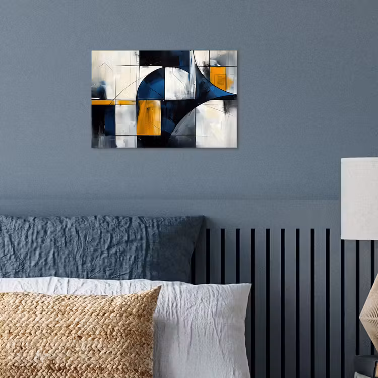 Abstract - Vormen - Goud - Blauw - Geometrisch poster papier klein -sfeer2