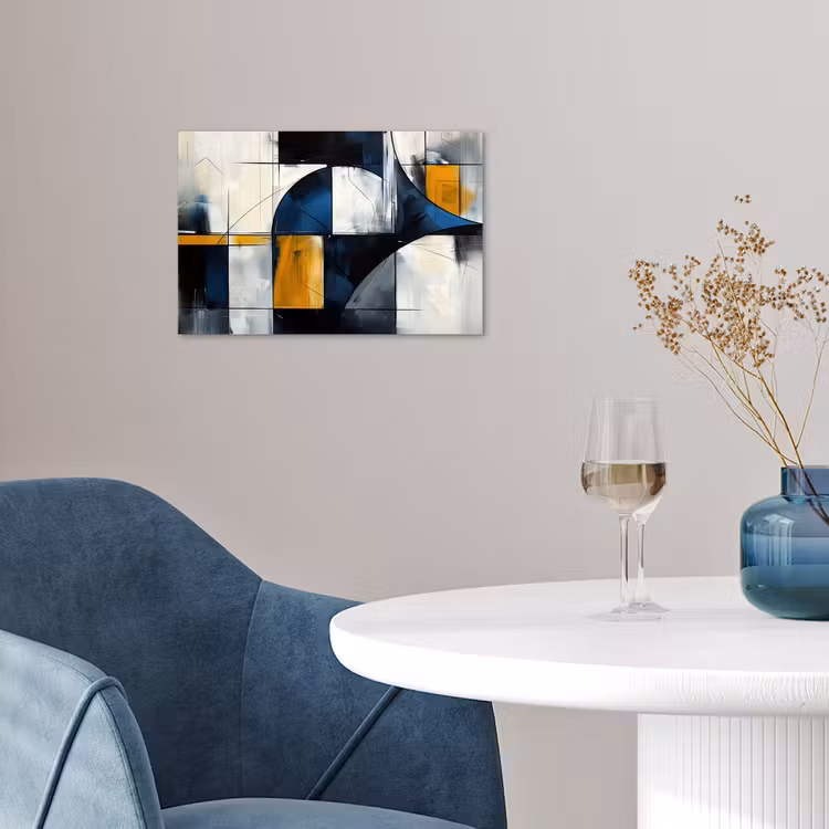 Abstract - Vormen - Goud - Blauw - Geometrisch poster papier klein -sfeer3