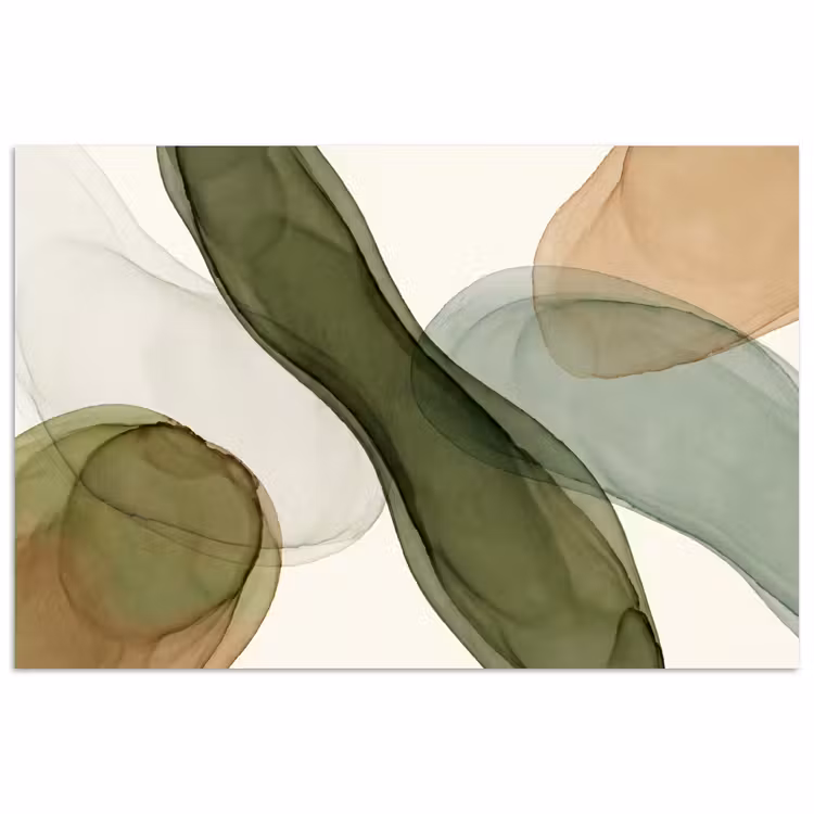 Abstract - Vormen - Modern - Kunst - Groen - Bruin poster papier klein -3d