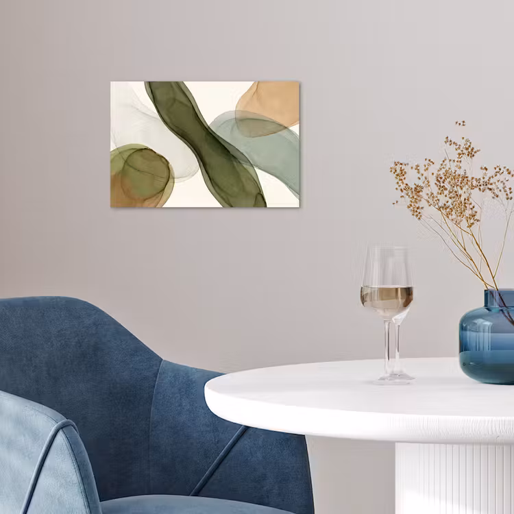 Abstract - Vormen - Modern - Kunst - Groen - Bruin poster papier klein -sfeer3