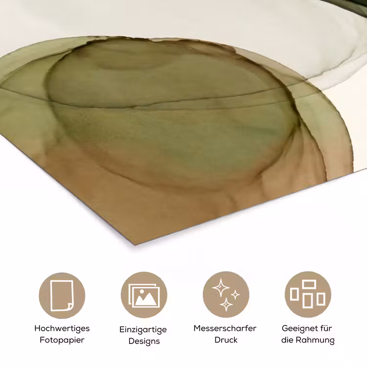 Abstract - Vormen - Modern - Kunst - Groen - Bruin poster papier klein -tcloseup_DE