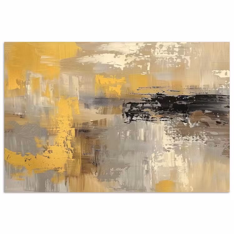 Abstract - Geel - Modern - Beige poster papier klein -3d