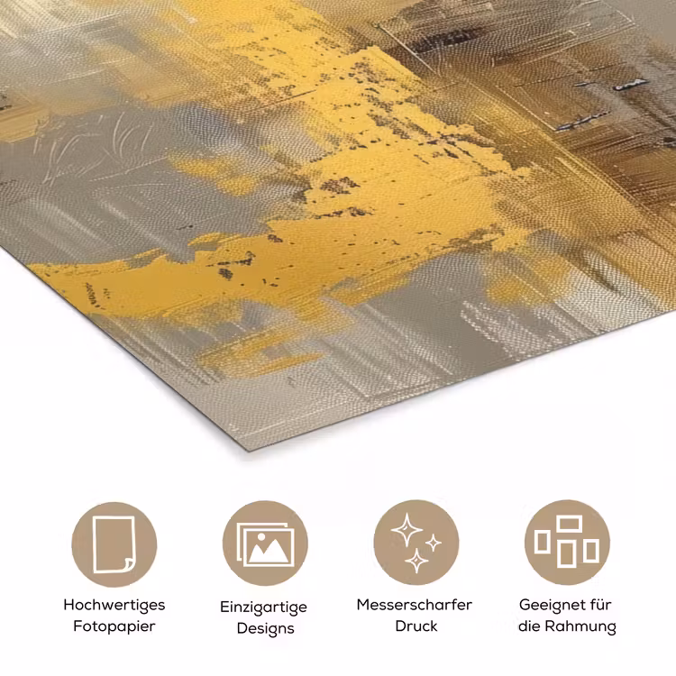 Abstract - Geel - Modern - Beige poster papier klein -tcloseup_DE