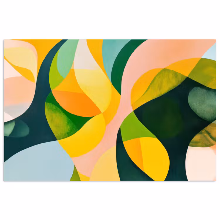Abstract - Geel - Roze - Groen poster papier klein -3d