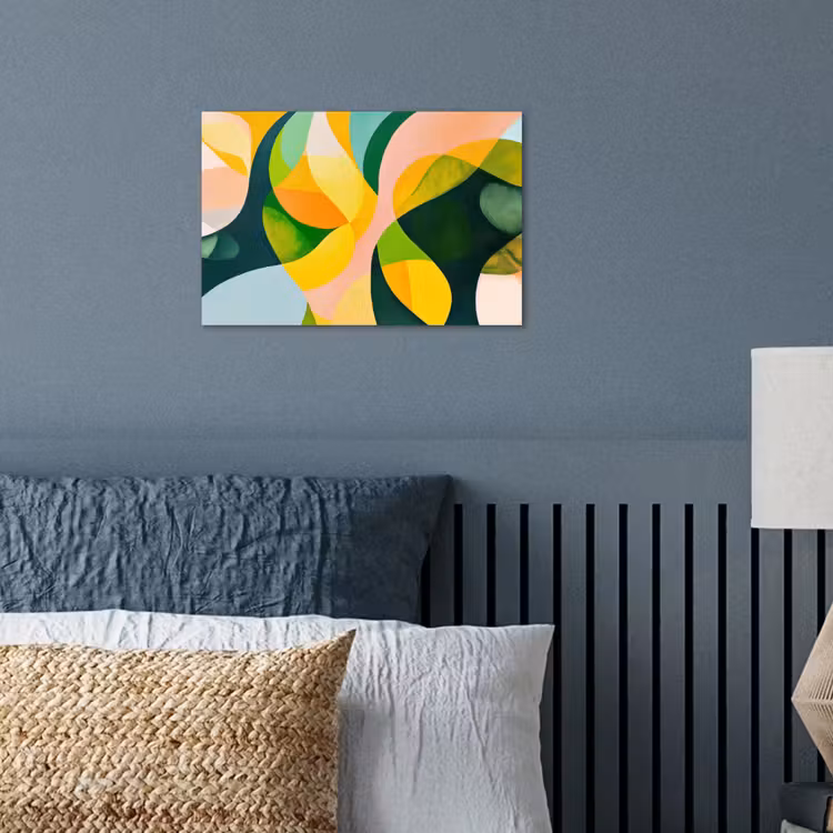 Abstract - Geel - Roze - Groen poster papier klein -sfeer2