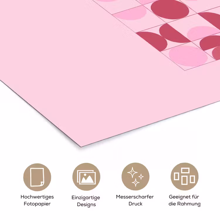 Abstract - Geometrisch - Cirkels - Roze - Modern poster papier klein -tcloseup_DE