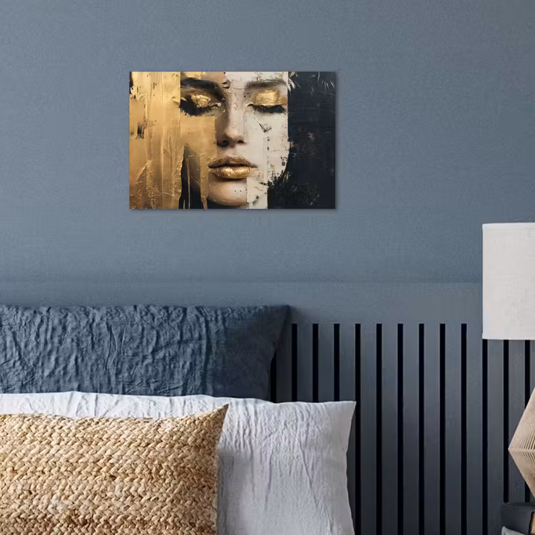 Abstract - Goud - Gezicht - Lippen poster papier klein -sfeer2