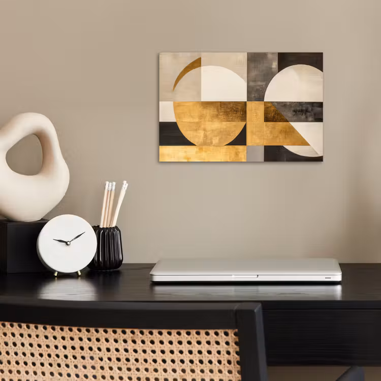 Abstract - Goud - Grijs - Vormen - Geometrisch poster papier klein -sfeer1