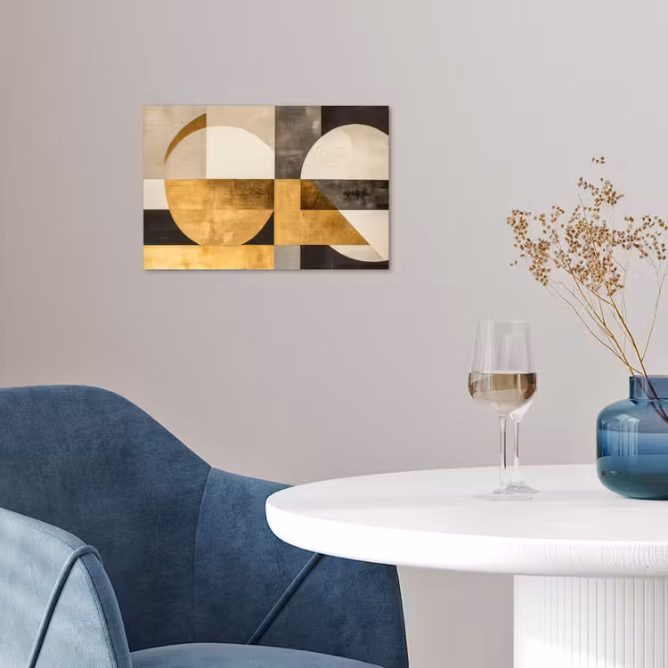 Abstract - Goud - Grijs - Vormen - Geometrisch poster papier klein -sfeer3