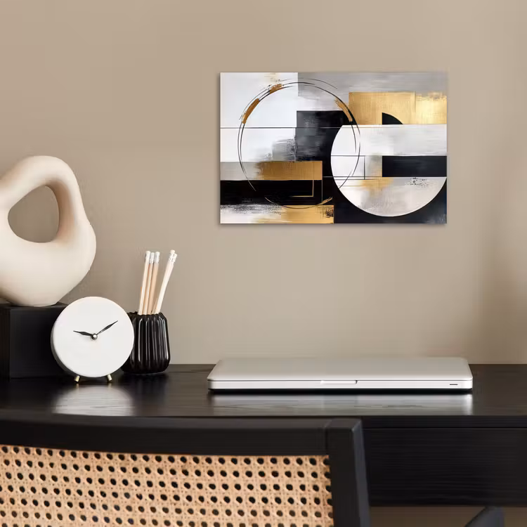 Abstract - Goud - Zilver - Vormen - Aesthetic poster papier klein -sfeer1