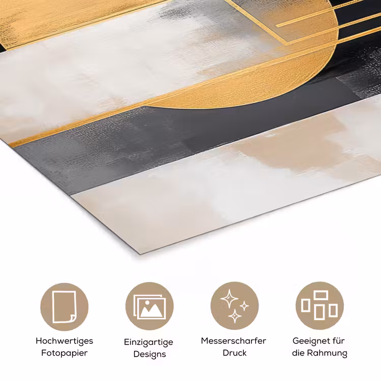 Abstract - Goud - Zilver - Vormen - Aesthetic - Modern poster papier klein -tcloseup_DE