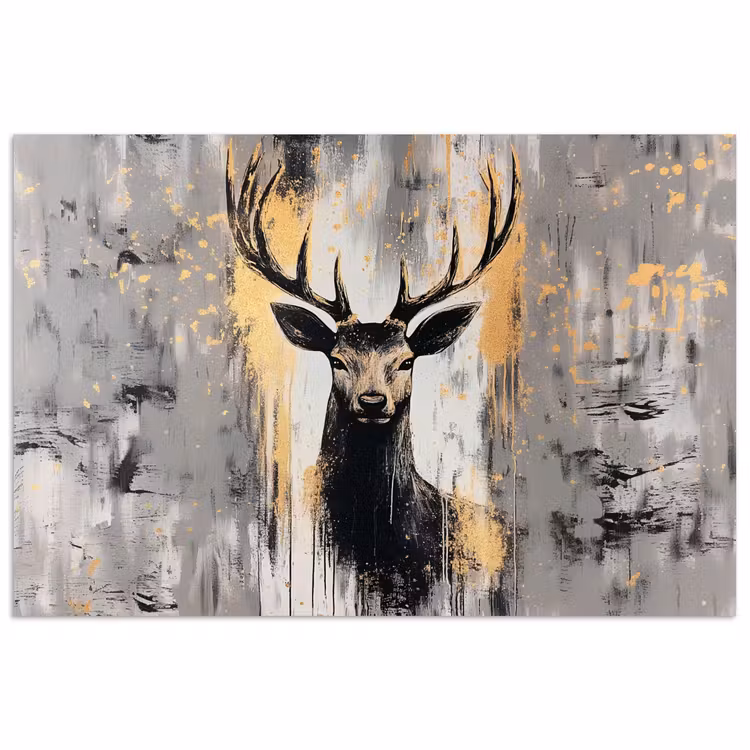 Abstract - Hert - Gewei - Goud poster papier klein -3d