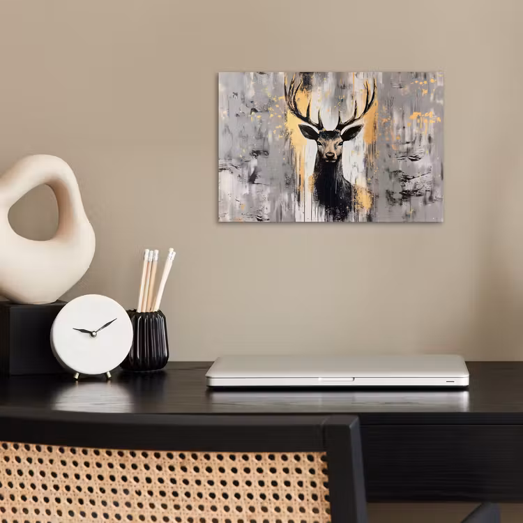 Abstract - Hert - Gewei - Goud poster papier klein -sfeer1