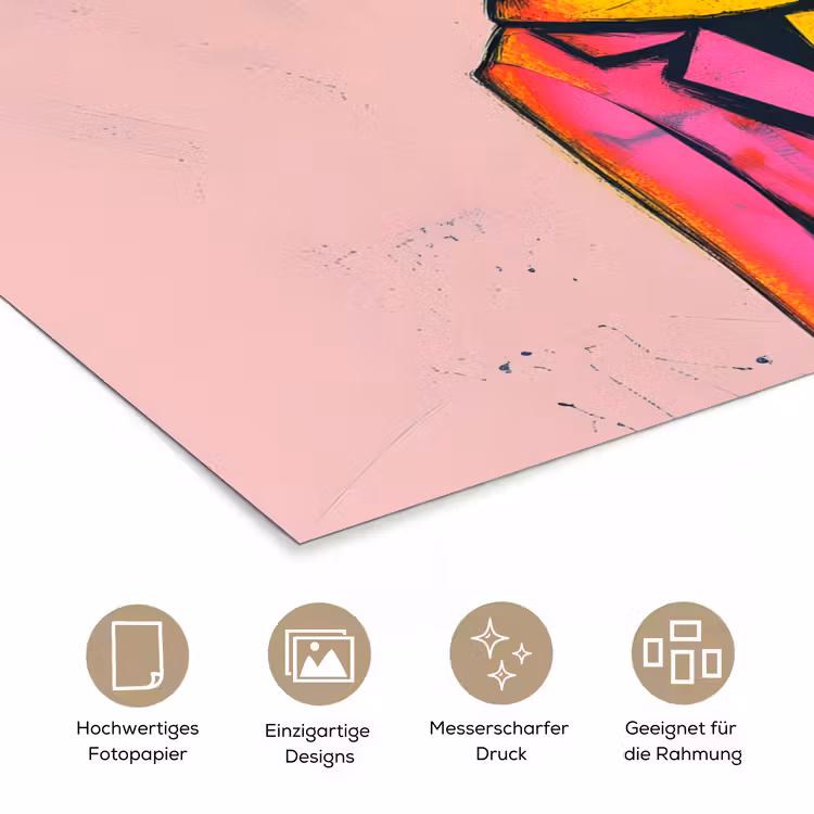 Abstract - Konijn - Sjaal - Geel poster papier klein -tcloseup_DE