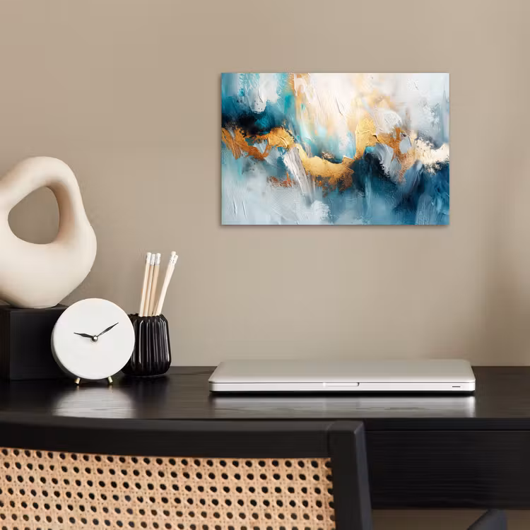 Abstract - Kunst - Gold - Blauw poster papier klein -sfeer1