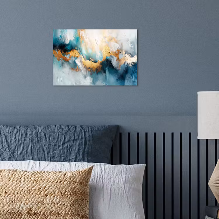 Abstract - Kunst - Gold - Blauw poster papier klein -sfeer2
