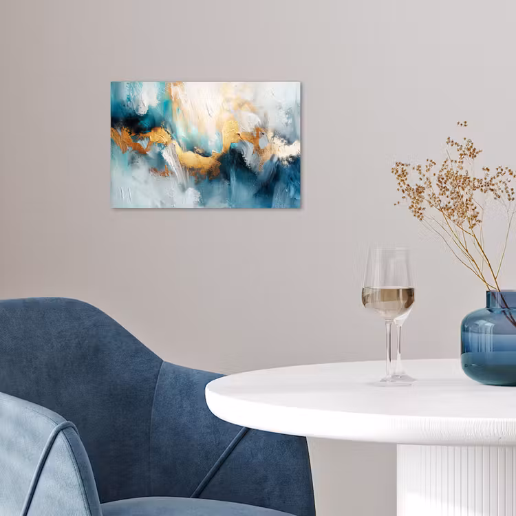 Abstract - Kunst - Gold - Blauw poster papier klein -sfeer3