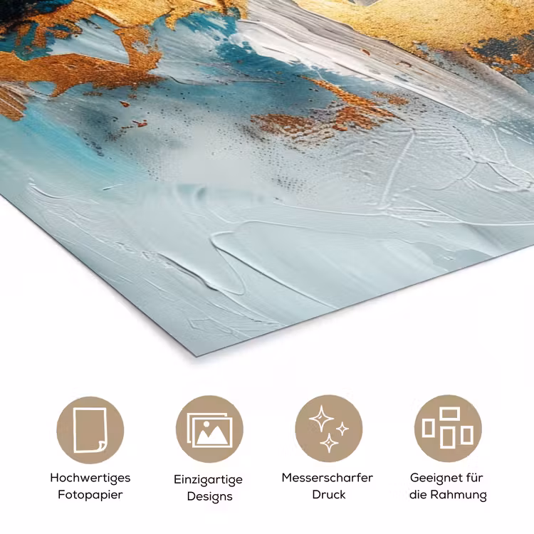 Abstract - Kunst - Gold - Blauw poster papier klein -tcloseup_DE