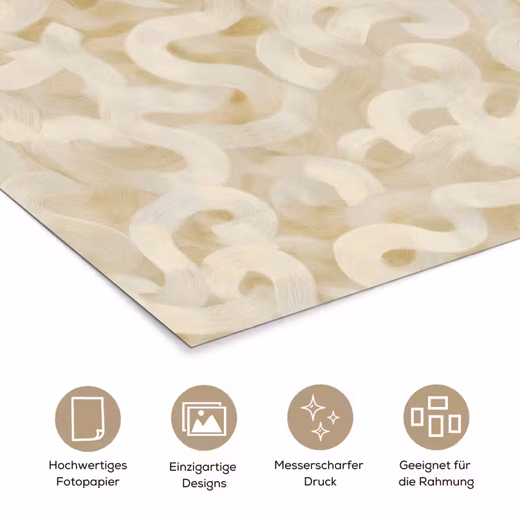 Abstract - Lijnen - Beige poster papier klein 62 -tcloseup_DE