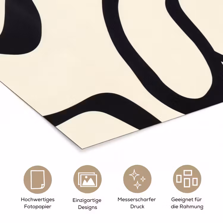 Abstract - Lijnen - Modern - Beige poster papier klein -tcloseup_DE