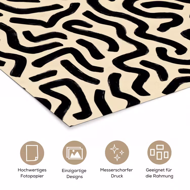 Abstract - Lijnen - Zwart poster papier klein 62 -tcloseup_DE
