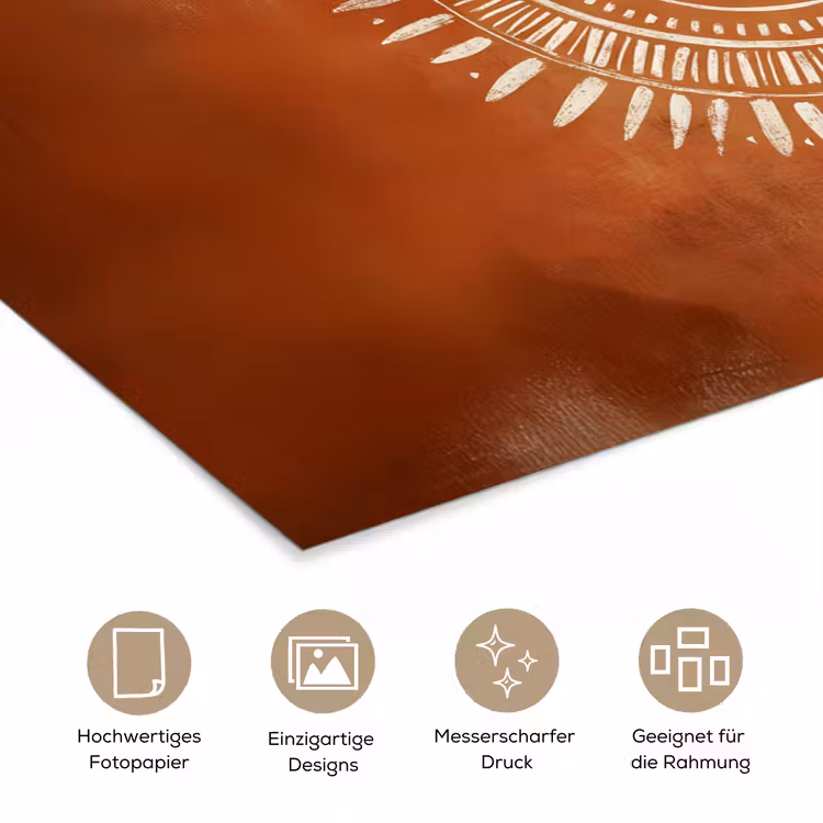 Abstract - Lijnen - Zonnestralen - Roodbruin poster papier klein -tcloseup_DE