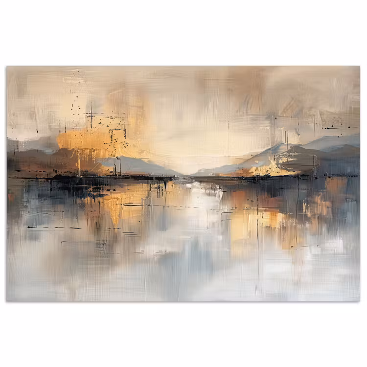Abstract - Modern - Beige - Aesthetic - Goud poster papier klein -3d