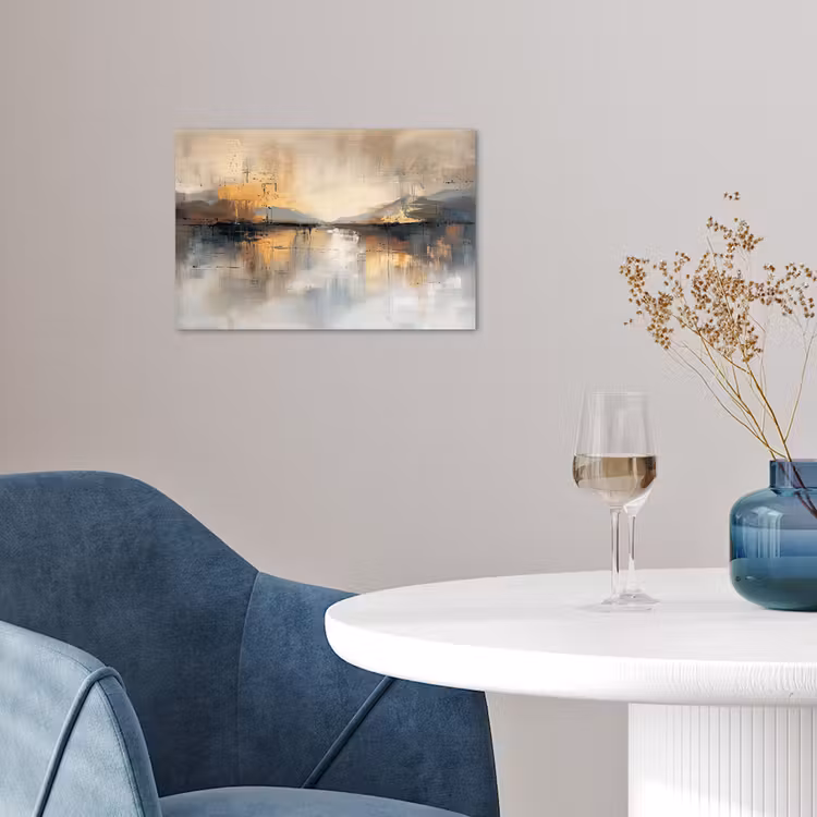Abstract - Modern - Beige - Aesthetic - Goud poster papier klein -sfeer3