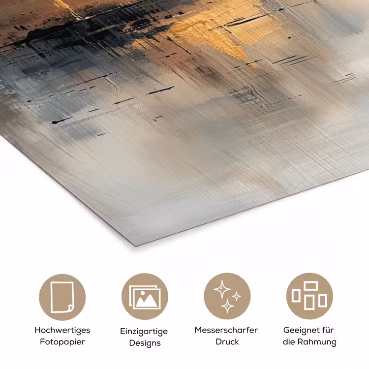 Abstract - Modern - Beige - Aesthetic - Goud poster papier klein -tcloseup_DE
