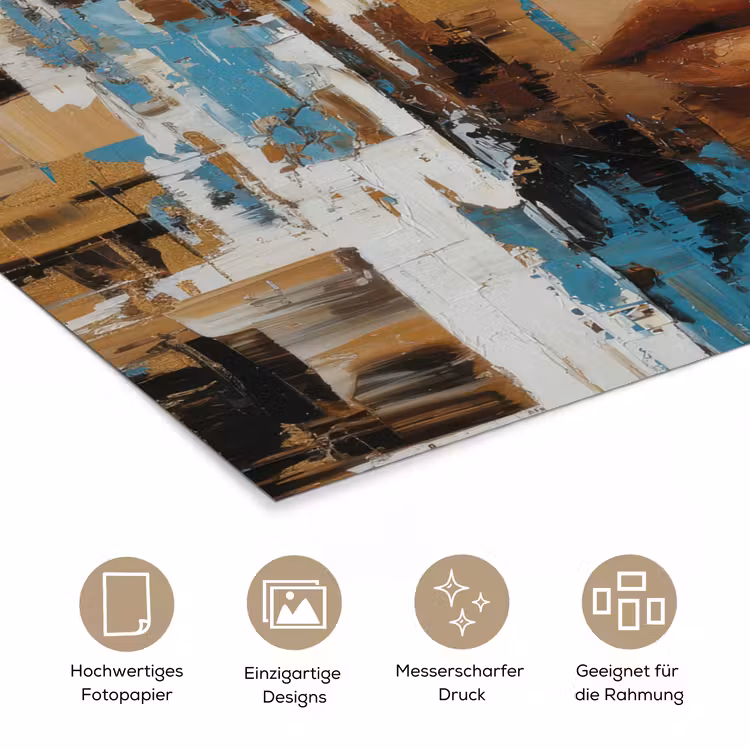 Abstract - Penseelstreken - Blauw - Gezicht poster papier klein -tcloseup_DE