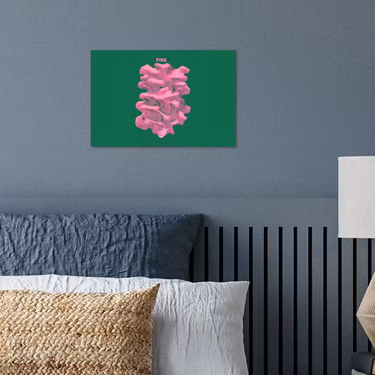 Abstract - Pink - Lijnen - Groen poster papier klein -sfeer2