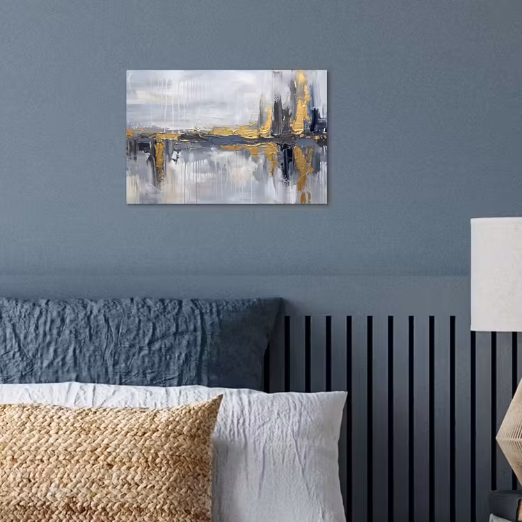 Abstract - Structuur - Goud - Grijs - Modern poster papier klein -sfeer2