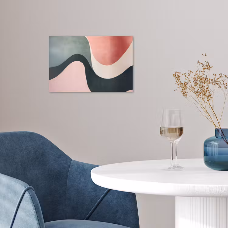 Abstract - Golven - Sierlijk - Roze poster papier klein -sfeer3
