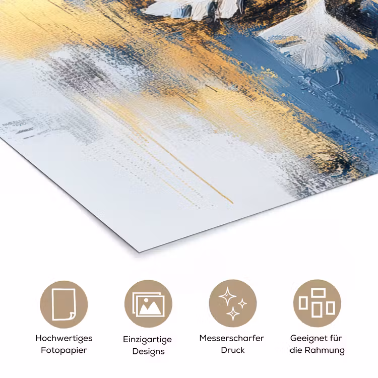 Abstract - Winter - Sneeuwvlok - Sneeuw - Goud poster papier klein -tcloseup_DE