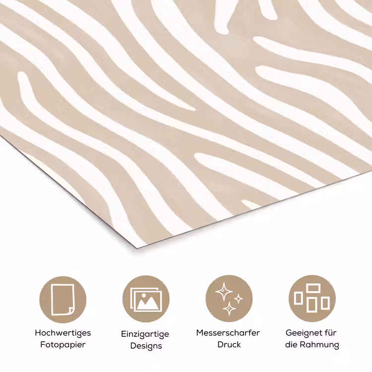 Abstract - Zebra - Beige poster papier klein 62 -tcloseup_DE