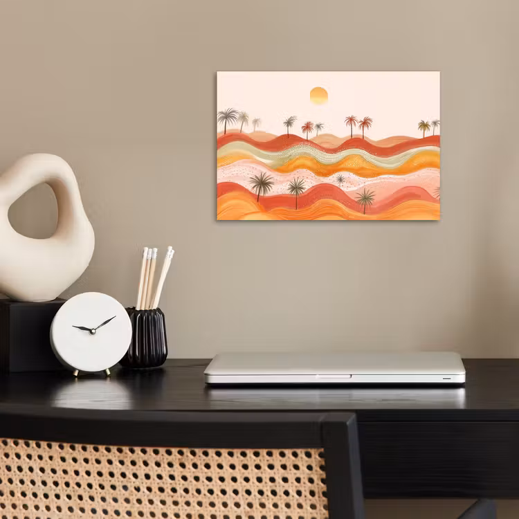 Abstract landschap - Palmbomen - Kleurrijk poster papier klein -sfeer1