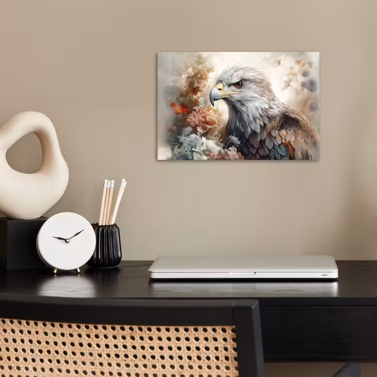 Arend - Adelaar - Vogel - Bloemen - Natuur poster papier klein -sfeer1
