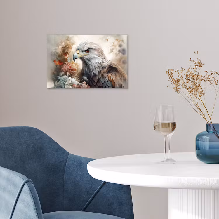 Arend - Adelaar - Vogel - Bloemen - Natuur poster papier klein -sfeer3
