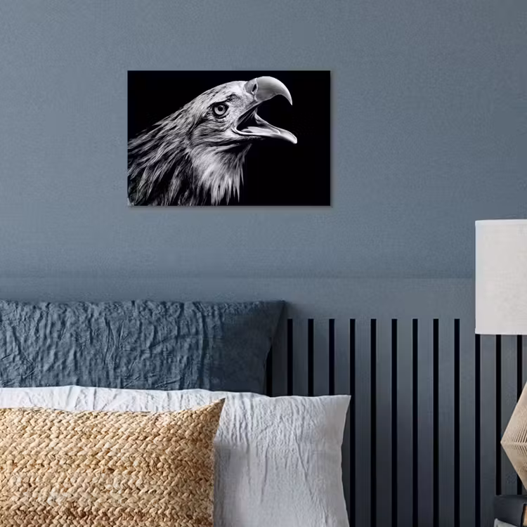Adelaar - Portret - Roofvogels - Zwart - Wit - Vogel poster papier klein -sfeer2