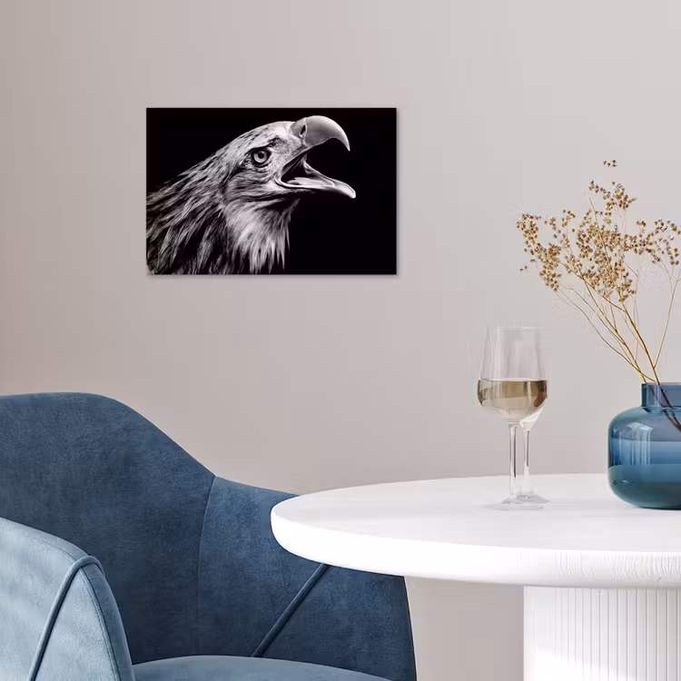 Adelaar - Portret - Roofvogels - Zwart - Wit - Vogel poster papier klein -sfeer3