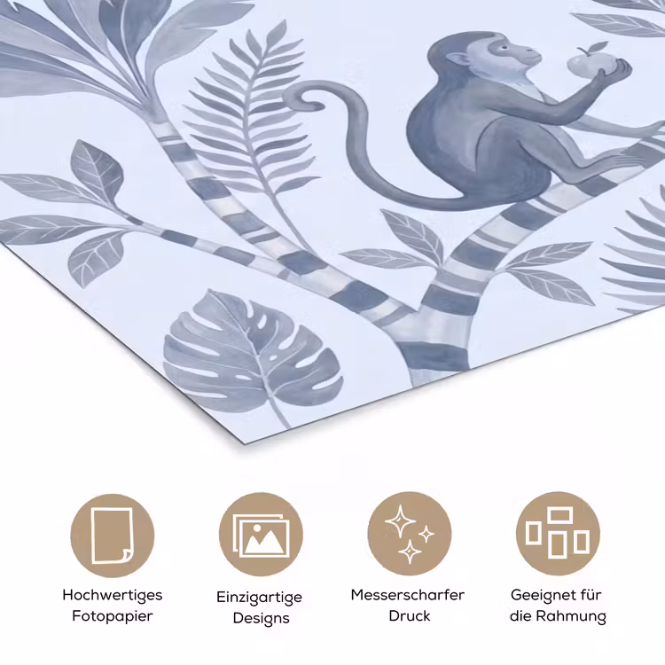Aap - Boom - Bladeren - Jungle - Illustratie poster papier klein -tcloseup_DE