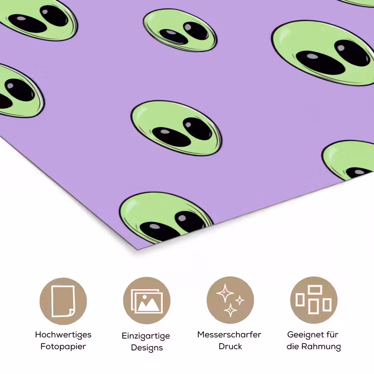 Alien - Retro - Lila poster papier klein 62 -tcloseup_DE