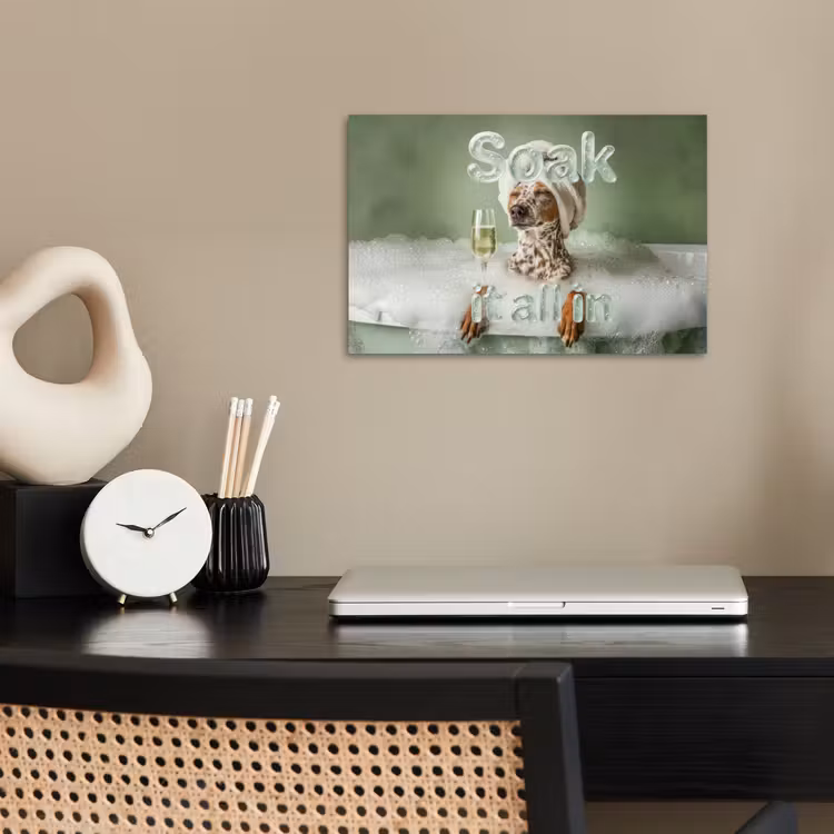 Soak it all in - Hond - Bad poster papier klein -sfeer1