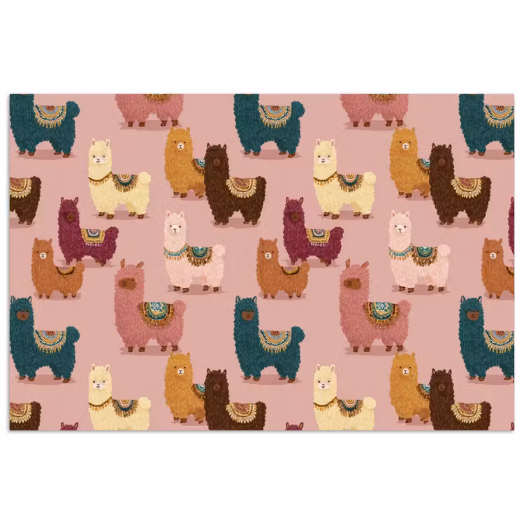 Alpaca's - Patroon - Kleurrijk poster papier klein 62 -3d