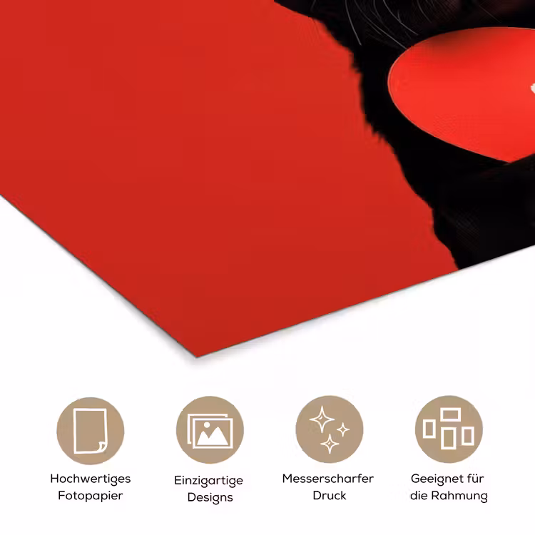 Amor - Hond - Hartje - Rood poster papier klein -tcloseup_DE